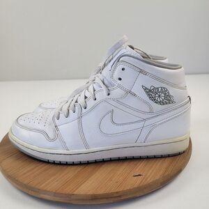 Nike Air Jordan 1 Mid White Wolf Grey Sneaker 554724-112 Mens Shoes Size 10‎